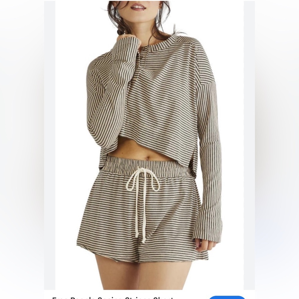 Free People Striped Pajama Set - Brown and Cream